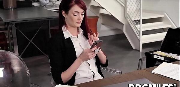  Redhead MILF realtor Andi Rye seduces her boss takes his huge black cock after closing a big deal.